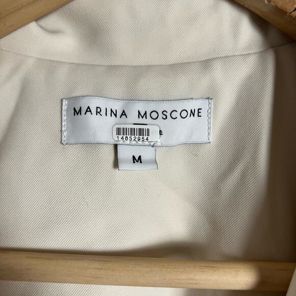 Marina Moscone Long Cream Oversized Sleeveless Wrap Midi Trench Vest Size Medium - Picture 7 of 14